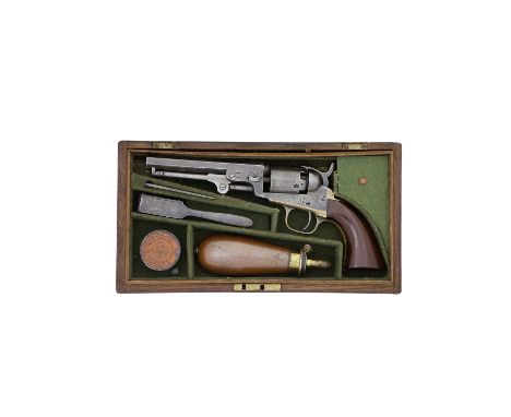 A Cased Colt 1849 Model Pocket Percussion Revolver No. 208491E For 1862With octagonal sighted barrel with New-York address an