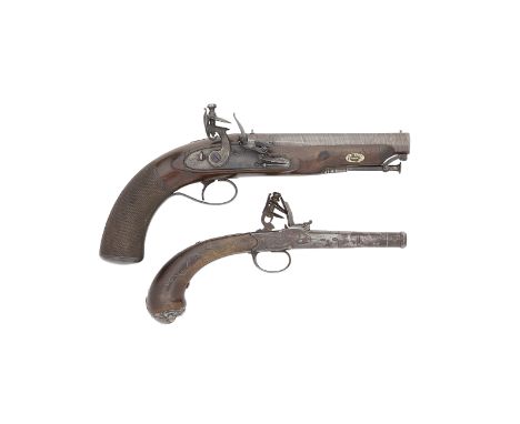 An 18-Bore Flintlock Belt Pistol, And A 50-Bore Flintlock Box-Lock Pistol The First 19th Century, The Second By Turvey, Londo