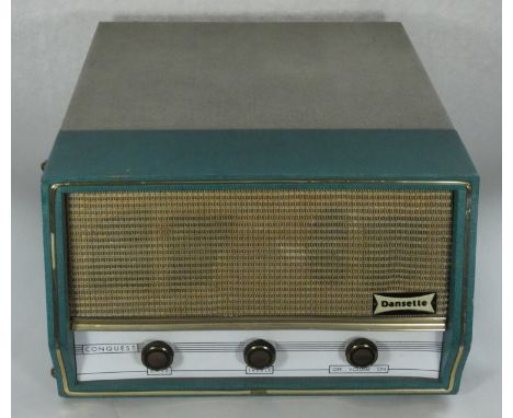 A 1950s Dansette portable record player. 