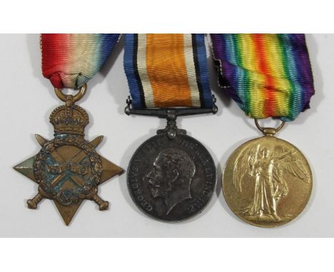 WWI group of three, 1914-15 Star, War and Victory, awarded to 03550 Pte. J.F. Jackson, Army Ordinance Corps 