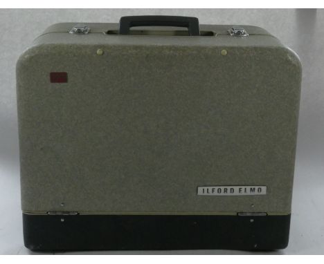 An Ilford - Elmo cased 16mm projector model AR-16, together with a collection of nine various sized projector reels. 
