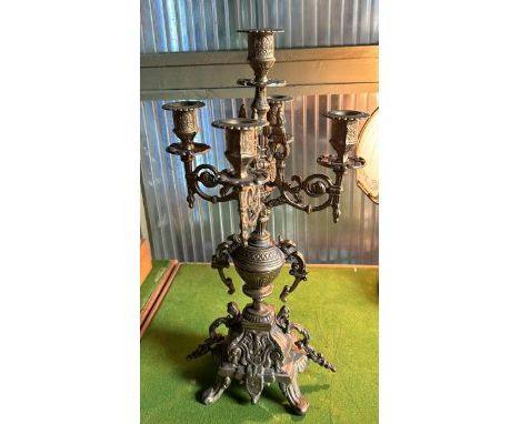 Vintage baroque style brevetto 5 arm candelabra, 41cm high  / All lots are located at Gower Reclamation, Unit 17b, Crofty Ind