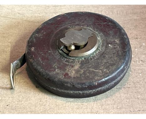 Vintage John Rabone &amp; Sons 100 foot metal measuring tape number 4211  / All lots are located at Gower Reclamation, Unit 1