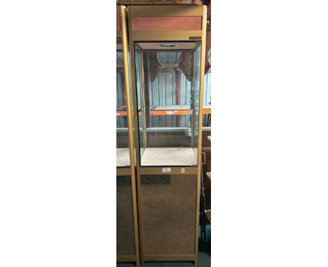 A tall glass display cabinet, with light and key, without internal glass shelf, 200cm (h) x 50cm (w) x 50cm (d)  / All lots a