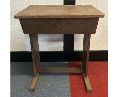 A Victorian oak school desk with folding lid, 77cm (h) x 62cm (w) x 44cm (d)  / All lots are located at Gower Reclamation, Un