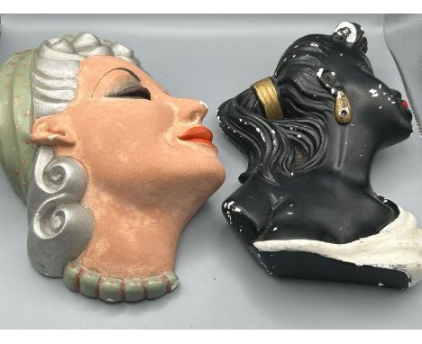 Two Art Deco porcelain figure heads of ladies,   / All lots are located at Gower Reclamation, Unit 17b, Crofty Industrial Est