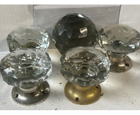 Five assorted cut glass crystal door handles  / All lots are located at Gower Reclamation, Unit 17b, Crofty Industrial Estate