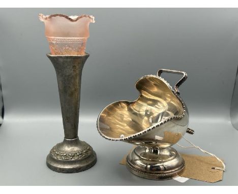 Silver plated sugar caddy and rose bud vase, tallest 18cm (h)  / All lots are located at Gower Reclamation, Unit 17b, Crofty 
