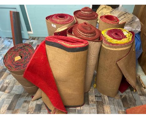 Seven rolls of church carpet, lengths unknown, some plain and some patterned  / All lots are located at Gower Reclamation, Un