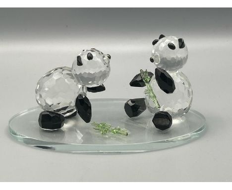 Two crystal glass pandas unsigned, 6cm high  / All lots are located at Gower Reclamation, Unit 17b, Crofty Industrial Estate,