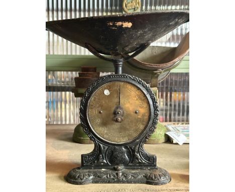 Vintage Salters cast iron and brass family scale number 45  / All lots are located at Gower Reclamation, Unit 17b, Crofty Ind