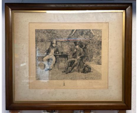 A framed and glazed etching, 'Aging of Wine', signed Walter Dendy Sadler, 70cm (h) x 83cm (w) / All lots are located at Gower
