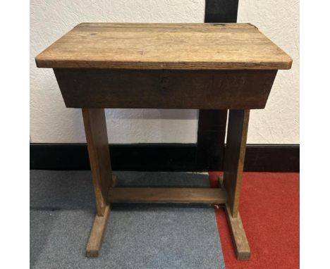 A Victorian oak school desk with folding lid, 77cm (h) x 62cm (w) x 44cm (d)  / All lots are located at Gower Reclamation, Un