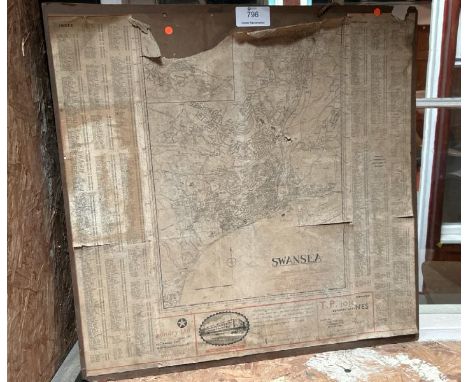 An old map of Swansea, 70cm (h) x 70cm (w)  / All lots are located at Gower Reclamation, Unit 17b, Crofty Industrial Estate, 