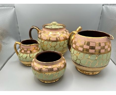 Vintage part Saddler tea set comprising of teapot, milk jug, sugar bowl and large jug, as found  / All lots are located at Go