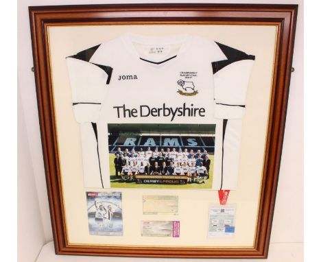 Derby County: A Derby County framed montage from the 2007 Championship Play-Off Final, to include: home shirt, team photo, se