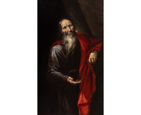 Spanish master second third of the seventeenth century."St. Paul.Oil on canvas. Relined.Presents restorations and folds on th