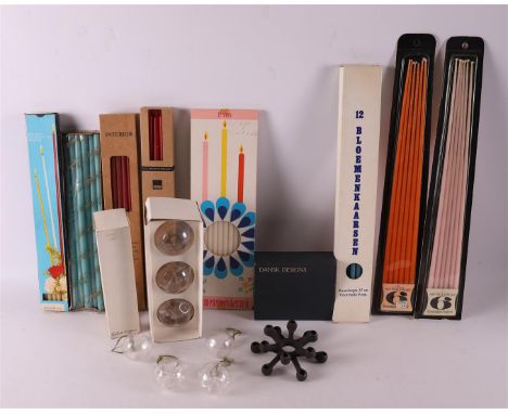 A lot of various vintage designs including a Danish candlestick. Matching candles, up to. 3x. 