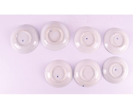A &amp; nbsp; white porcelain tea service fragment with blue Saxon decor, Germany 19th century. Consisting of: teapot, coffee