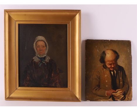 Monogrammist 19th century "Portrait of a woman", signed with monogram bottom right and 1858, h 24 x w 20 cm. Here is a portra