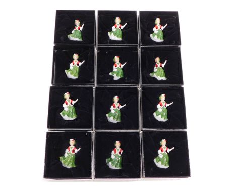 Various Royal Doulton miniature figures, Yuletide Memories, M255, printed marks beneath, 6cm high. (12, boxed) 