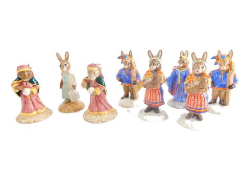 Various Bunnykins figures, Royal Doulton Events 2004 Summer Lapland figure, various others similar, printed marks beneath. (8