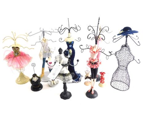 Various tabletop mannequin necklace stands, various dress, 41cm high, etc. (a quantity) 