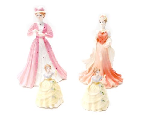 Various Coalport Ladies of Fashion and other figures, to include Sue, Figure of the Year 1998, printed marks beneath, 23cm hi