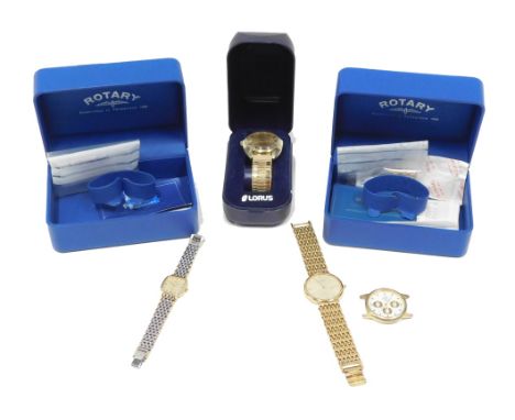 A Rotary ladies wristwatch, with 2cm wide dial, textured bracelet, international guarantee, a further Rotary gentleman's wris