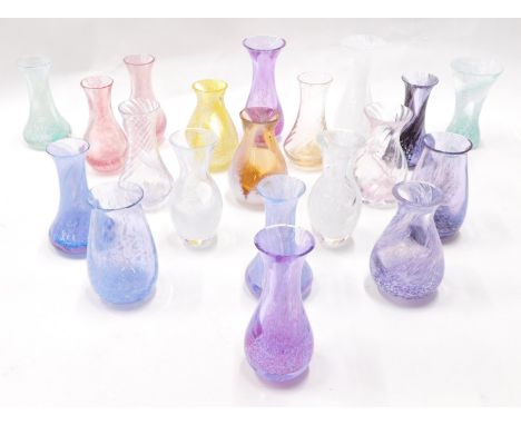 Various Caithness style swirl glass vases, 10cm high, etc. (a quantity) 
