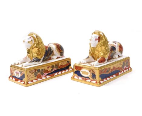 A pair of Royal Worcester Nelson Collection Trafalgar Lions, limited edition number 192/750, printed marks beneath, 12cm high
