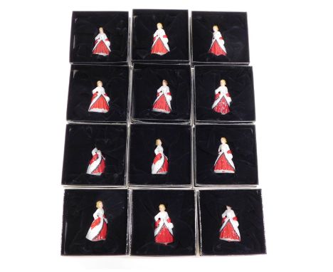 Various Royal Doulton miniature figures, The Ermine Coat, M221, printed marks beneath, 6cm high. (12, boxed) 