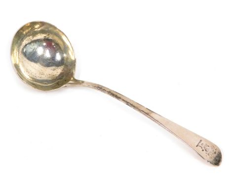 A George IV silver ladle, Old English pattern, crested, London 1825, 18cm long, 1.6oz. 