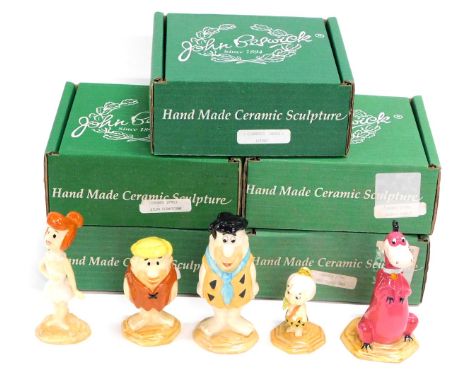 Five Beswick The Flintstones figures, comprising Fred, 13cm high, Wilma, Barney, Bam-Bam, and Dino, printed marks beneath. (5