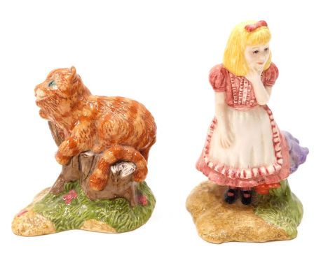 Two Beswick Alice in Wonderland figures, Alice, 12cm high, and the Cheshire Cat, printed marks beneath. (2) 