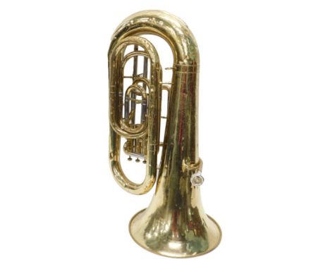 A Yamaha YE3 321 EB brass tuba, with chrome mount, 90cm high, with separate mouthpiece. (cased)