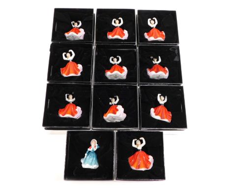 Various Royal Doulton miniature figures, Karen, M204 (11), and another Christmas Wishes, M233, each boxed. (12) 