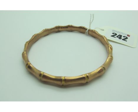 A Chester Hallmarked 9ct Gold Bangle, of bamboo design, Chester 1921 (10grams). 