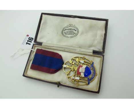 A Hallmarked Silver Gilt Masonic Jewel, (Birmingham 1941) "LAPIS REPROBATUS CAPUT ANGULI" (the stone which was rejected has b