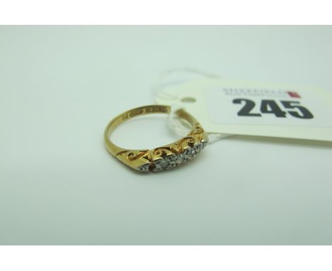 An Antique Five Stone Diamond Ring, (one stone missing) stamped "18ct" (finger size K) (2grams). 