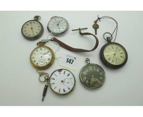 Seth Thomas (Thomaston, Conn.) Openface Pocketwatch, (lacking winder); A Military Openface Pocketwatch, the black dial with A