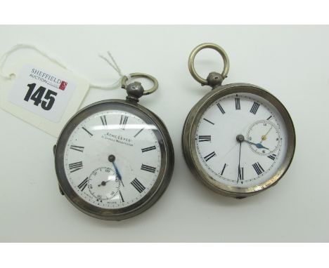 A Hallmarked Silver Cased Openface Pocketwatch, (import marks) 'Acme Lever H Samuel Manchester', within engine turned case (d