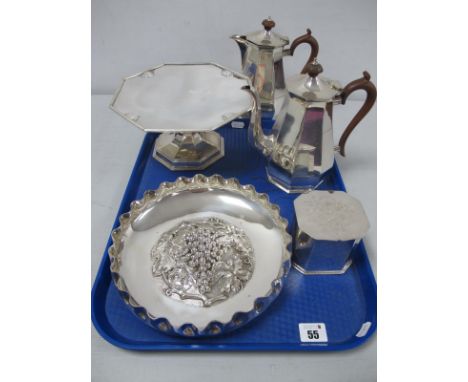 Roberts &amp; Belk Romney Plate Art Deco Style Octagonal Coffee and Matching Hot Water Pot, a decorative Walker &amp; Hall pl
