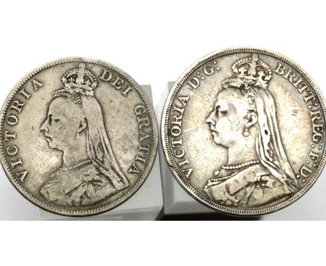 1889 Victoria Jubilee crown and a double florin. P&amp;P Group 1 (£14+VAT for the first lot and £1+VAT for subsequent lots) 