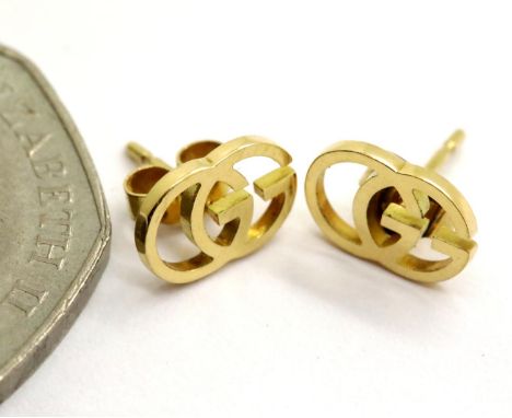Pair of Gucci 18K gold earrings. 1.5g P&amp;P Group 1 (£14+VAT for the first lot and £1+VAT for subsequent lots) 