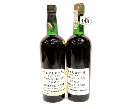 Two bottles of Taylor's Quinta De Vargellas 1967 vintage port. P&amp;P Group 2 (£18+VAT for the first lot and £3+VAT for subs