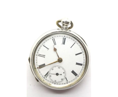 Continental .935 silver key-wind pocket watch with subsidiary seconds dial, not working. P&amp;P Group 1 (£14+VAT for the fir