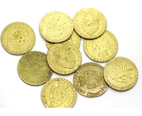 Ten George III marked gaming tokens. P&amp;P Group 1 (£14+VAT for the first lot and £1+VAT for subsequent lots) 