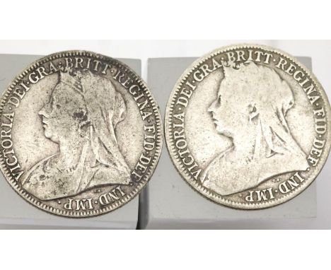 Two Victoria florins, 1898 and 1900. P&amp;P Group 1 (£14+VAT for the first lot and £1+VAT for subsequent lots) 