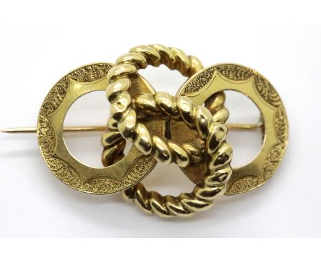 Victorian presumed 15ct gold brooch, indistinctly marked, 5.5g. P&amp;P Group 1 (£14+VAT for the first lot and £1+VAT for sub